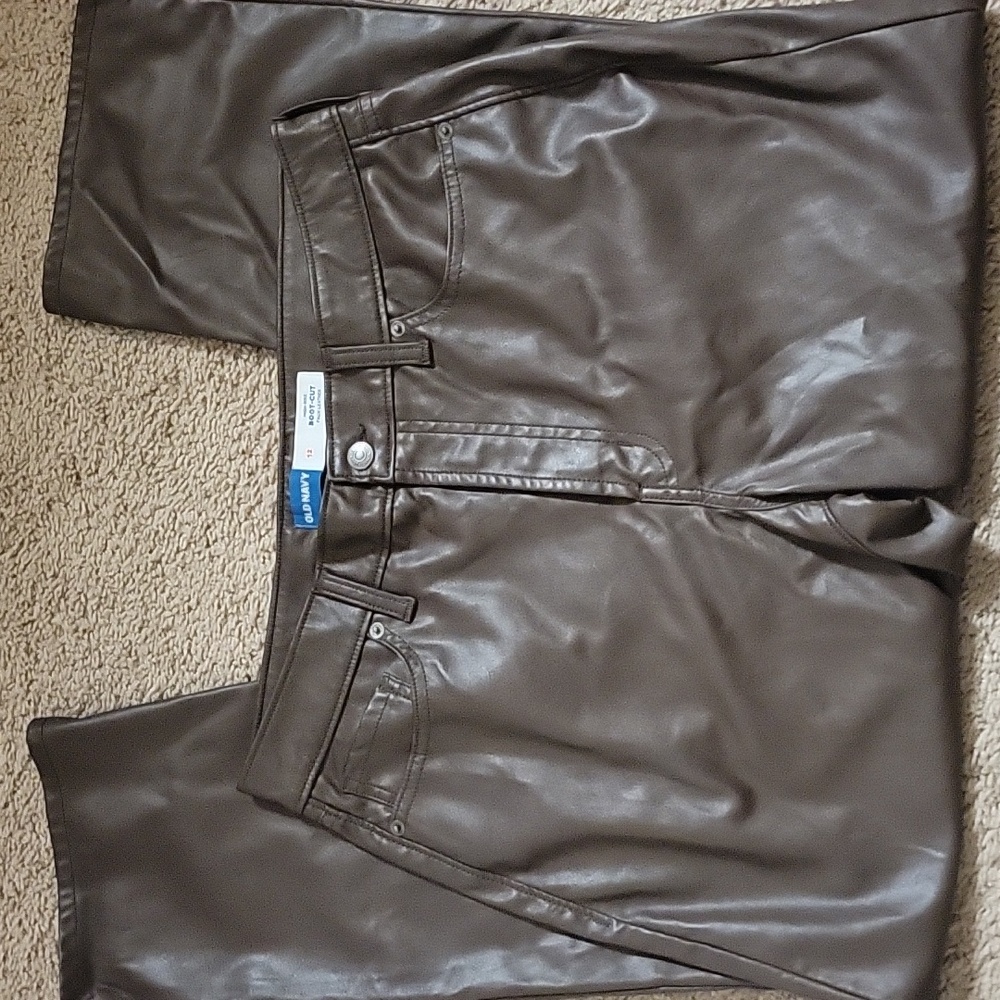Old Navy Brown Faux Leather Bootcut Pants